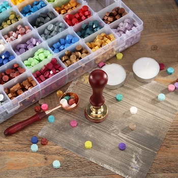 

Octagonal Sealing Wax Tablet Set Stamp Wax Beads with Spoon Retro DIY Seal Craft for Wedding Parties Invitations Presents