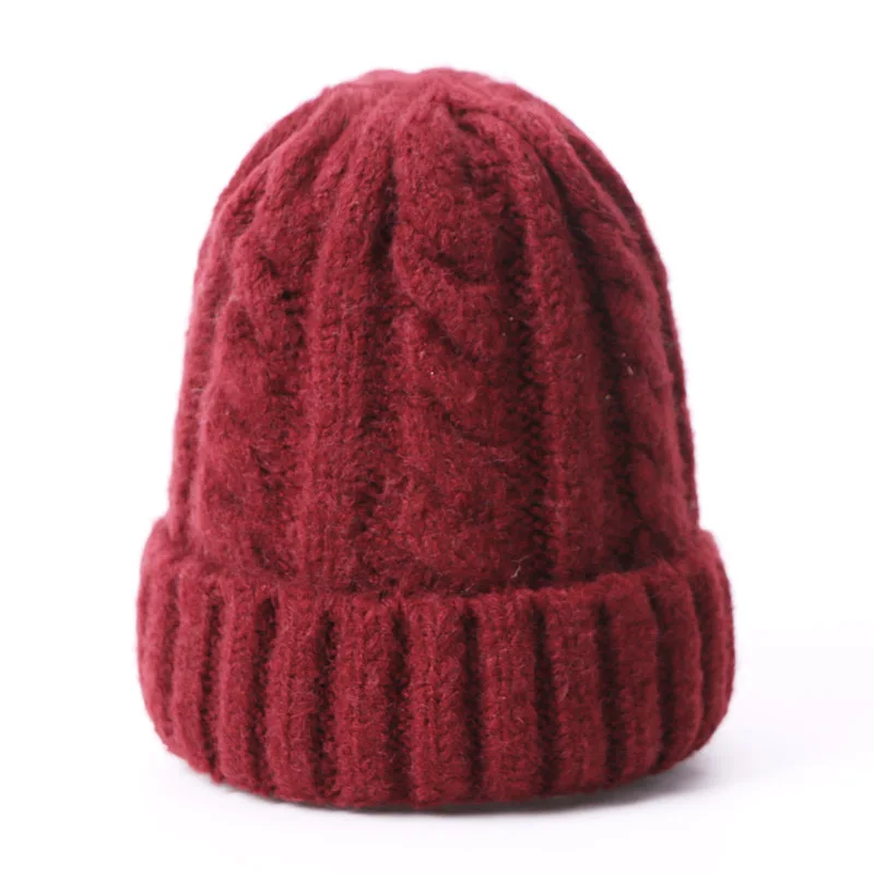 Женская Шапка-бини для взрослых и детей, Женская Осенняя зимняя теплая вязаная шапка, одноцветная шапка Skullies для девочек-подростков, женская шапка, шапочки для улицы - Цвет: M