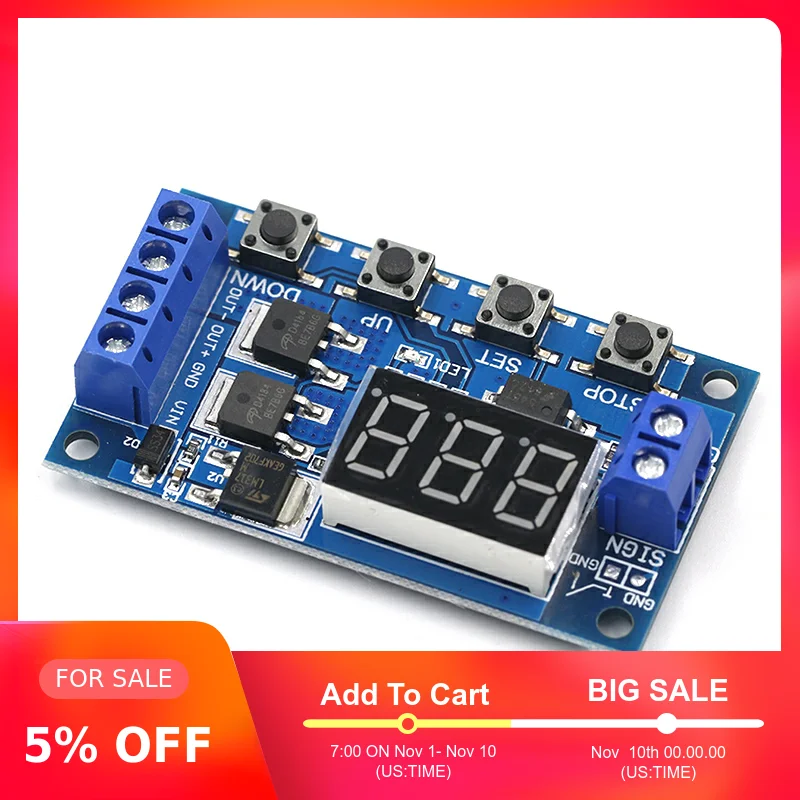 DC 12 В 24 в двойной МОП-светодиодный цифровой реле задержки времени ...