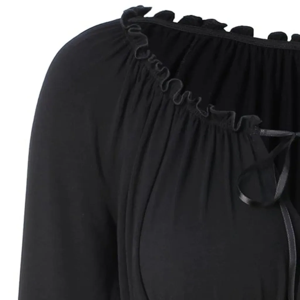 Модная женская блузка со шнуровкой с бантом, рукав-колокол, повседневный зимний женский жакет, Женские топы с длинным рукавом, рубашка, блузка, пуловер