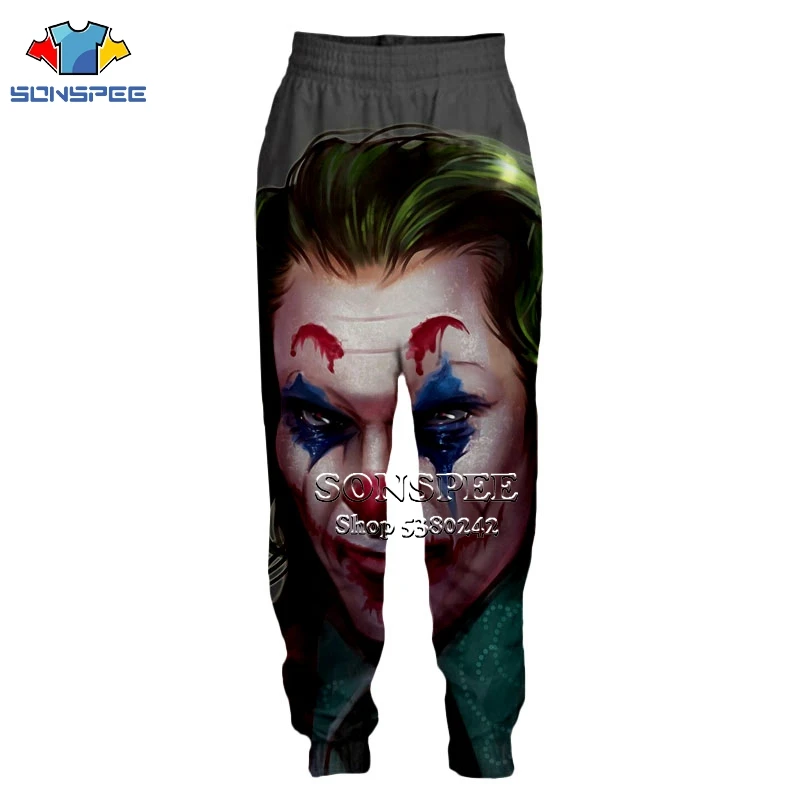 Новое поступление, SONSPEE, 3D принт, фильм, брюки Joker для мужчин и женщин, весна-осень, модные брендовые спортивные штаны, свободные эластичные брюки