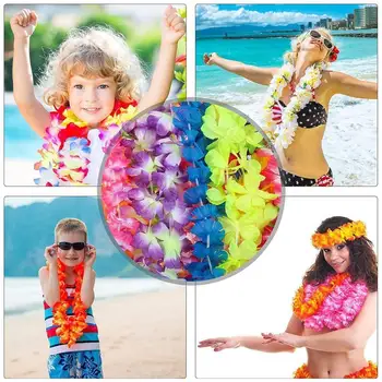 

36 Colors Hawaiian Wreath Combination Set Artificial Dress Flower Necklace Party Flower Hawaii Wreath Party Fancy Beach Lac T4X8