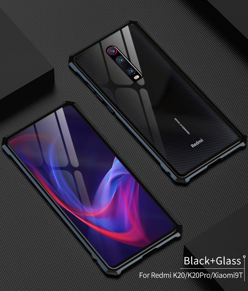 Роскошный прозрачный металлический чехол для Xiaomi mi 9T mi 9T Pro Armor Противоударная алюминиевая рамка бампер стеклянная задняя крышка на Xiaomi mi 9T чехлы