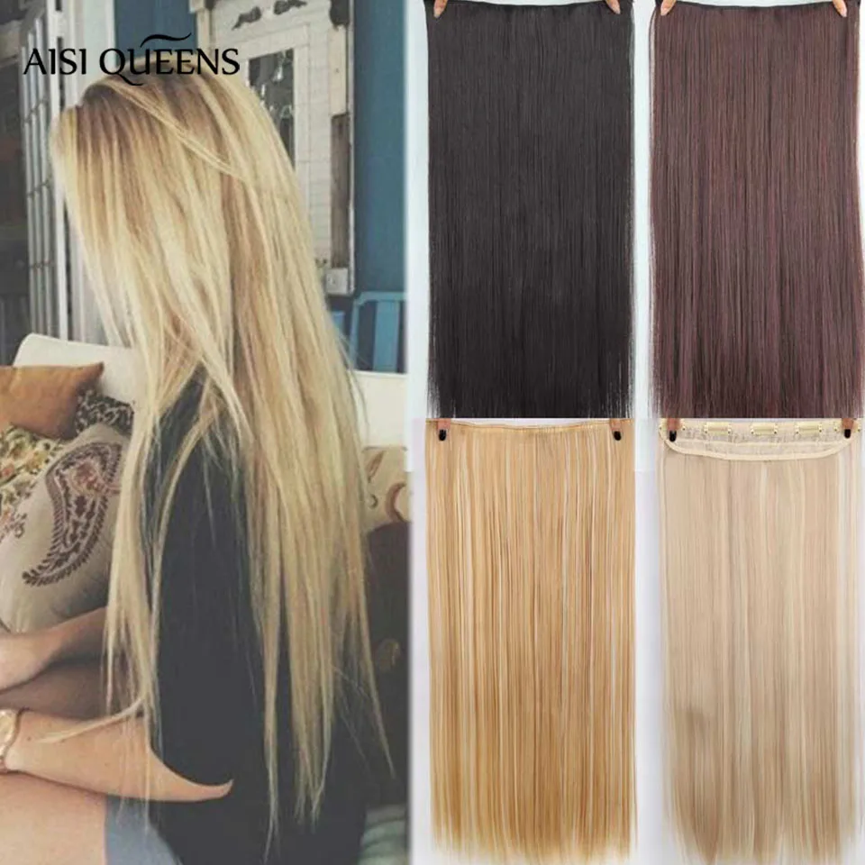 Aisi Queens синтетические волосы для наращивания на клипсах, длинные прямые женские волосы на 5 клипсах, накладные светлые волосы