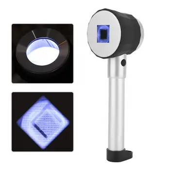 

10X Professional Magnifier Handheld Loupe with Scale LED Metal Handle Optical Lens Reading Jewelry Checking Tool Accessories a