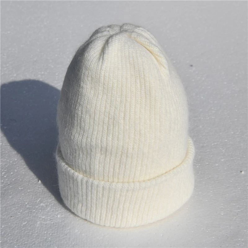 Новая зимняя женская шапка из кроличьего кашемира, вязаные шапочки, толстые теплые, Vogue, Женская шерстяная шапка из ангорской шерсти, женские шапочки