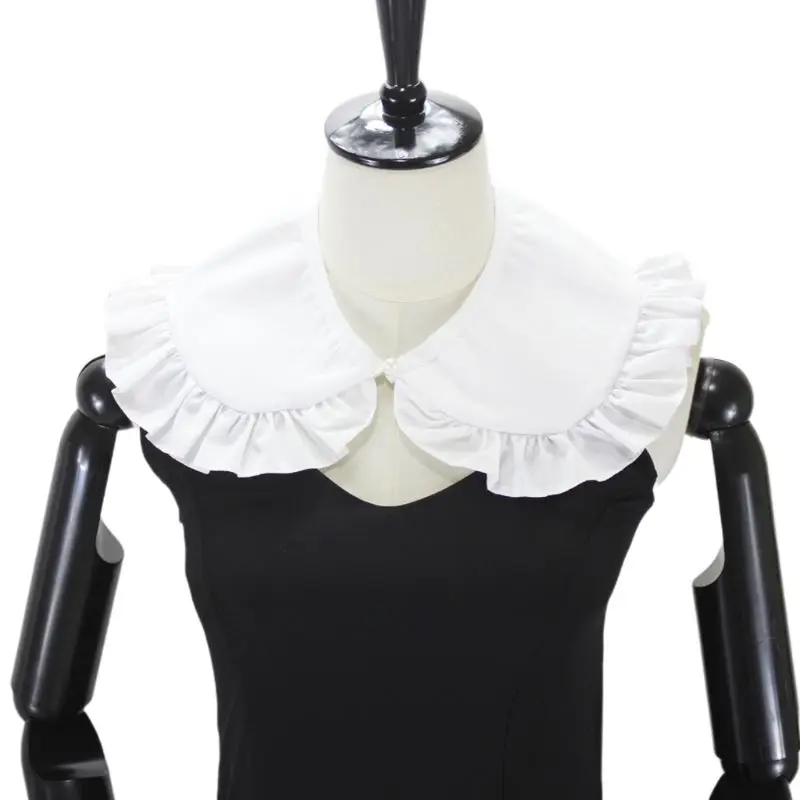 

Japanese Womens Sweet Doll False Fake Collar Ruffles Trim Detachable Half Shirt R9JE