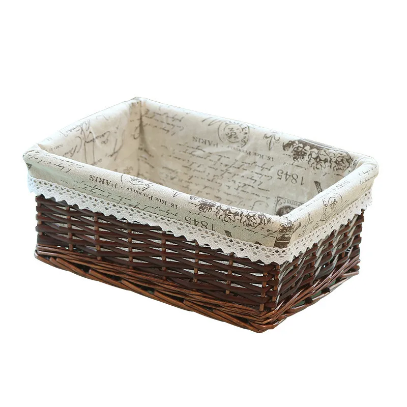 Brown25x15x10 Топ Bamboos ткачество корзины для хранения фруктов корзина для пикника ротанговый ящик для хранения коробки для косметики закуски чайная стойка для книг Handiwork - Цвет: Brown25x15x10