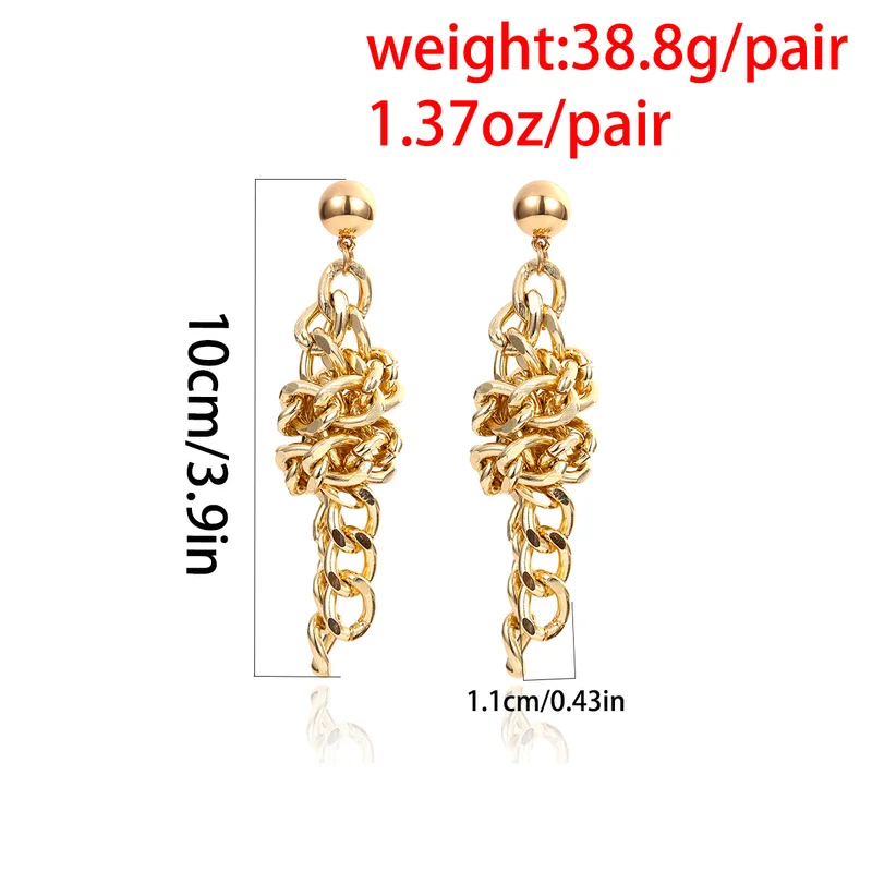 Hyperbole Мода Золото Серебро сплав творческие Цепи Галстук длинные Подвесные серьги