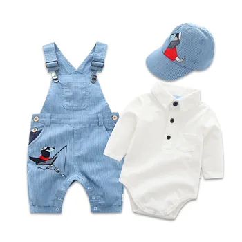 

Baby Boy Cotton Overalls Set Boysuit + Suspenders Trousers+Hat Cute Cartoon Dog Kids Boy Clothes set Spring Autumn 2020