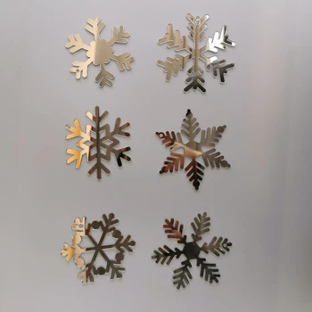 

6PCS/lot Christmas Decorations Mirror acrylic Mini Tree Ornaments Santa Snowman Xmas Party Decoration for Home New Year X001