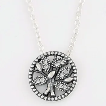 

Original Tree Of Life With Crystal Necklace For 925 Sterling Silver Necklace Bead Charm Women Wedding Gift Fine Diy Jewelry