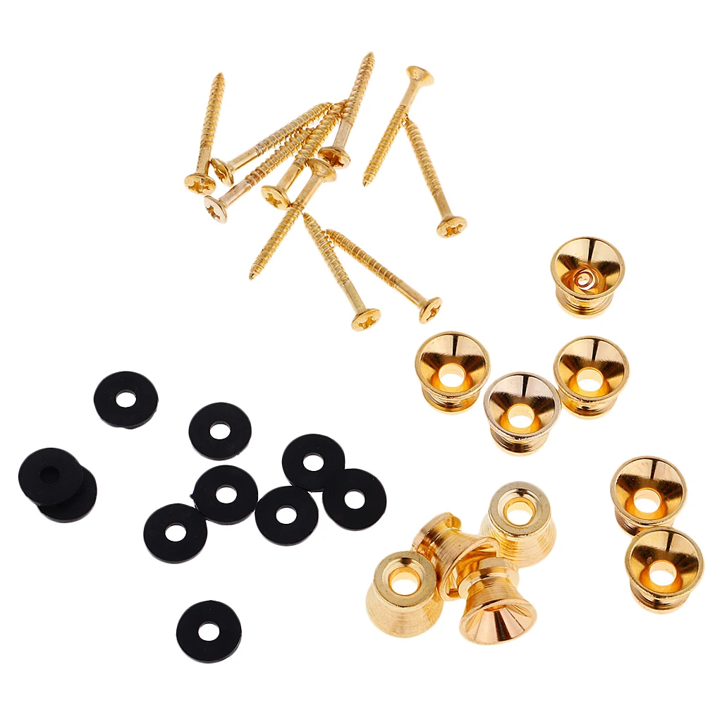 10Pcs Strap Button Lock Pin For Guitar/Ukulele/Bass Accs Replacement W/Screw