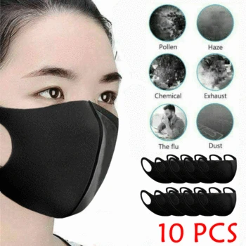 

In Stock 10PCS Outdoor Environment Anti Dust Mouth Mask Earloop Breathing Nose Filter Windproof Face Mask Masque Adulte Lavable