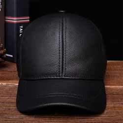 2023 Men's genuine leather baseball cap hat brand new style spring brand new style winter Russian warm one fur caps hats