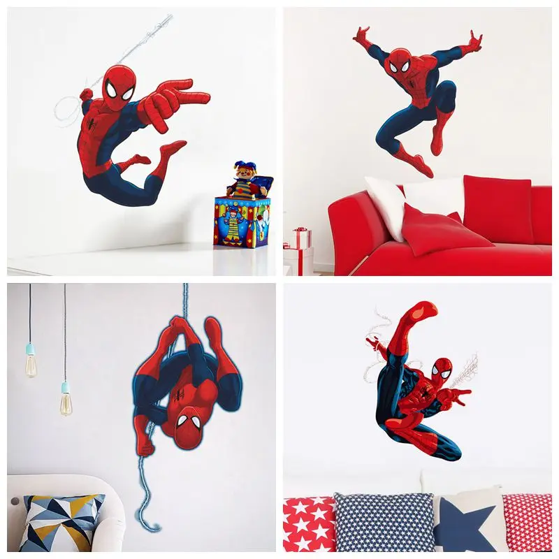 Cartoon Spiderman 3d Wall Stickers For Kid Room Home Decoration Avengers Mural Art Boys Decals Anime Movie Poster luminous wall stickers vinyl decal stickers