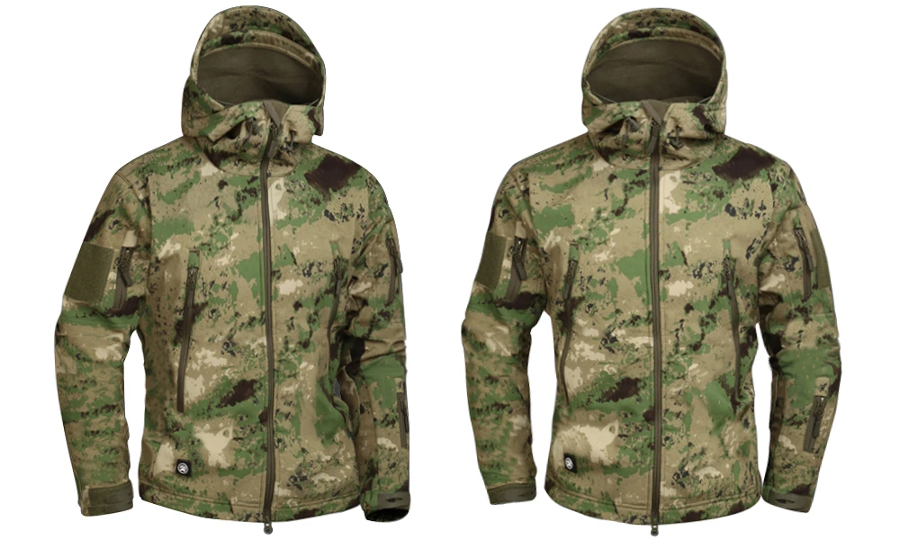 Осенние охотничьи костюмы военные камуфляжные флисовые походные куртки мужские армейские тактические мульти-камуфляжные мужские ветровки