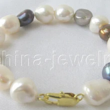 DYY 914+++ красивый " 12 мм натуральный многоцветный искусственный жемчуг в стиле барокко браслет