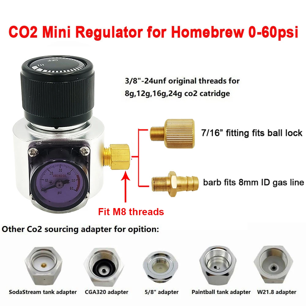 Sodastream Co2 Adaptor for Homebrew Beer Corny Cornelius Keg Mini Regulator