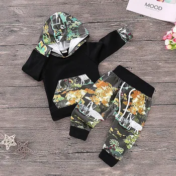 

Autumn Baby Girls Clothing Sets Floral Hooded Sweatshirt Tops Letter Long Pants Suit Kids Casual Warm Hoodies Winter Boy Clothes