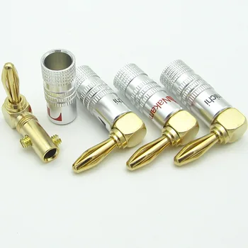 

new 4pcs nakamichi24k gold plated 4mm banana plug gold plated copper OFC 4mm plug Audio amplifier speaker plug terminal