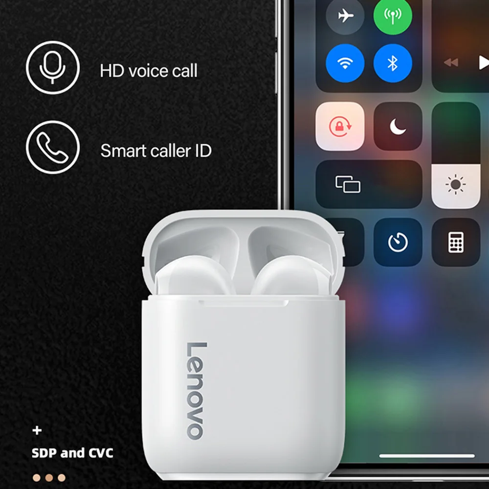 Original Lenovo LP2 TWS Wireless Bluetooth Earphone In-ear Dual Stereo Bass Touch Control Comfortable Sports HIFI Earbuds w/Mic
