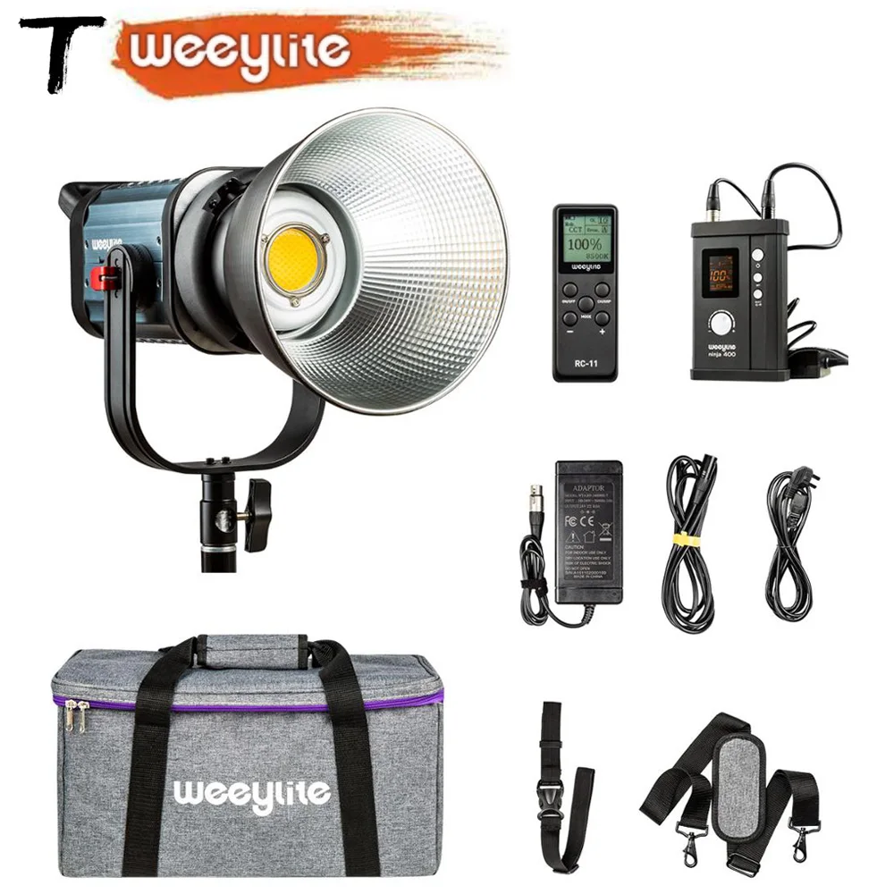 US $399.00 Weeylite Ninja400 150W BiColor 2500k8500k LCD Panel LED Video Light Continuous Output Bowens Mount Studio Light App Control