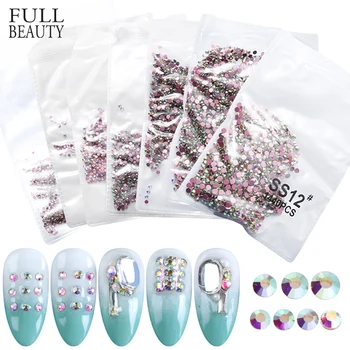 

Crystal AB Clear Nail Rhinestones Stones Set 3D Non HotFix Nail Art Jewelry Decoration DIY Glass Nail Polish Accessories CH1604