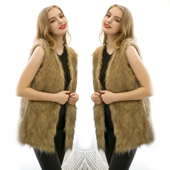 

Women's Fashion Faux Fur Banquet Vest Waistcoat Winter Sleeveless Jacket Coat Warm Outdoor Streetwear Windproof