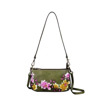 

Multi-color Stitching Genuine Leather Women Bag 2020 New Retro Shoulder&Crossbody Bags