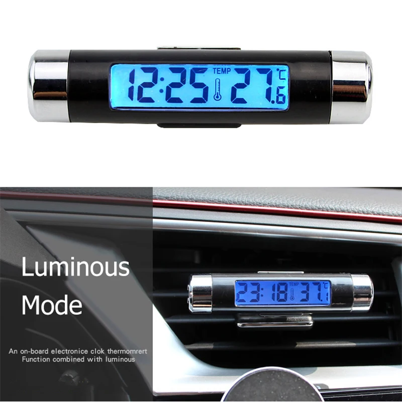 2in1 Digital LED Car Clock Thermometer Temperature LCD Backlight Without Battery 2in1 Digital LED Car Clock Thermometer Temperature LCD Backlight Without Battery