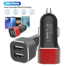 Cargador de coche de carga rápida, adaptador de 2 puertos USB de carga rápida para teléfono móvil Samsung, iPhone y Xiaomi