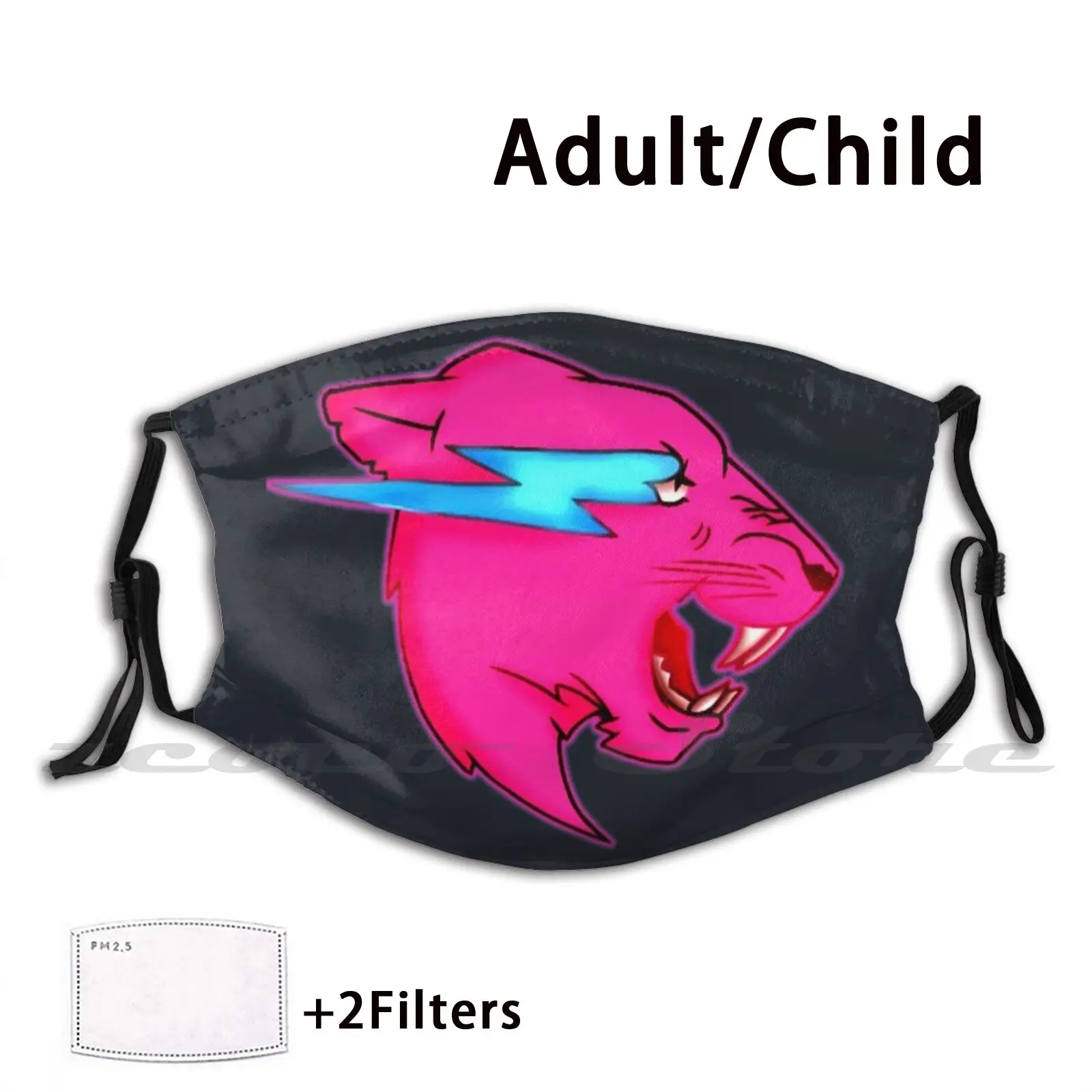 Youtube Merch - Tiger Logo Mask Cloth Riutilizzabile Print Filter Lavabile Beast Youtube Ha Firmato 6000 Tiger Black Kids Jimmy Jimmy