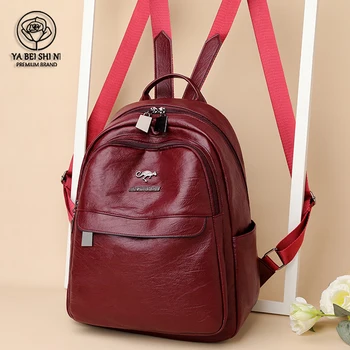 

YABEISHINI 2020 New Women Back Pack Soft Leather Backpack for Teenage Girls Casual Female Large Sac Travel Ladies Bagpack