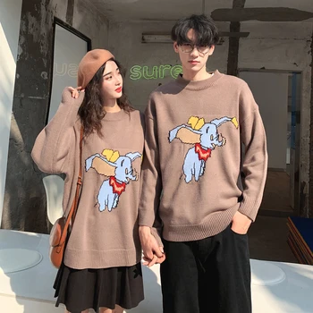 

Winter New Sweater Men's Warm Fashion Cartoon Print Casual Knit Pullover Man Streetwear Loose Long-sleeved Sweater Male Clothes