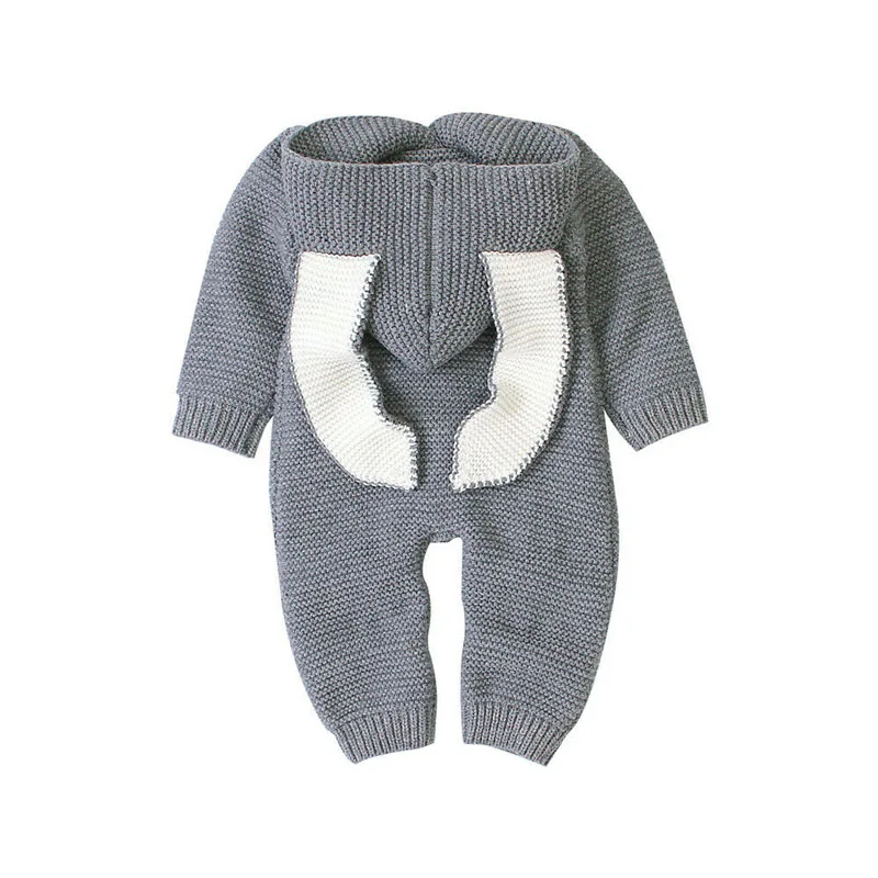 Imcute, коллекция года, комбинезоны унисекс для новорожденных мальчиков и девочек осенне-зимние теплые вязаные комбинезоны для мальчиков и девочек с кроличьими ушками и карманами, на возраст от 0 до 18 месяцев