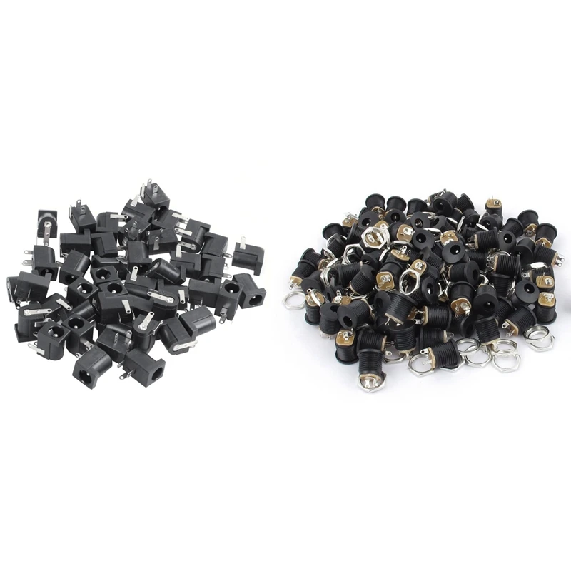 95 Pcs DC Power Socket Accessories: 45 Jack 2.1Mmx5.5Mm Barrel-Type PCB Mount DC-005 &amp 50 Plug | Электроника