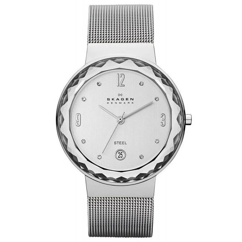 Skgen женские часы модные женские часы с сеткой Silvertone с большим граненым ободком повседневные платья montre femme