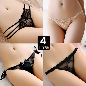 

4 Pcs Sexy Panties Women Underwear Transparent Lace Panties Knickers Stripper Thongs G-String Seamless Briefs Lingerie Wholesale