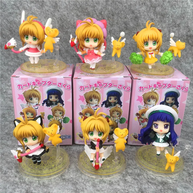 6 шт./компл. карта аниме Captor Sakura Мини фигурки Сакура КИНОМОТО daiduji Tomoyo ПВХ Фигурки игрушки Cardcaptor