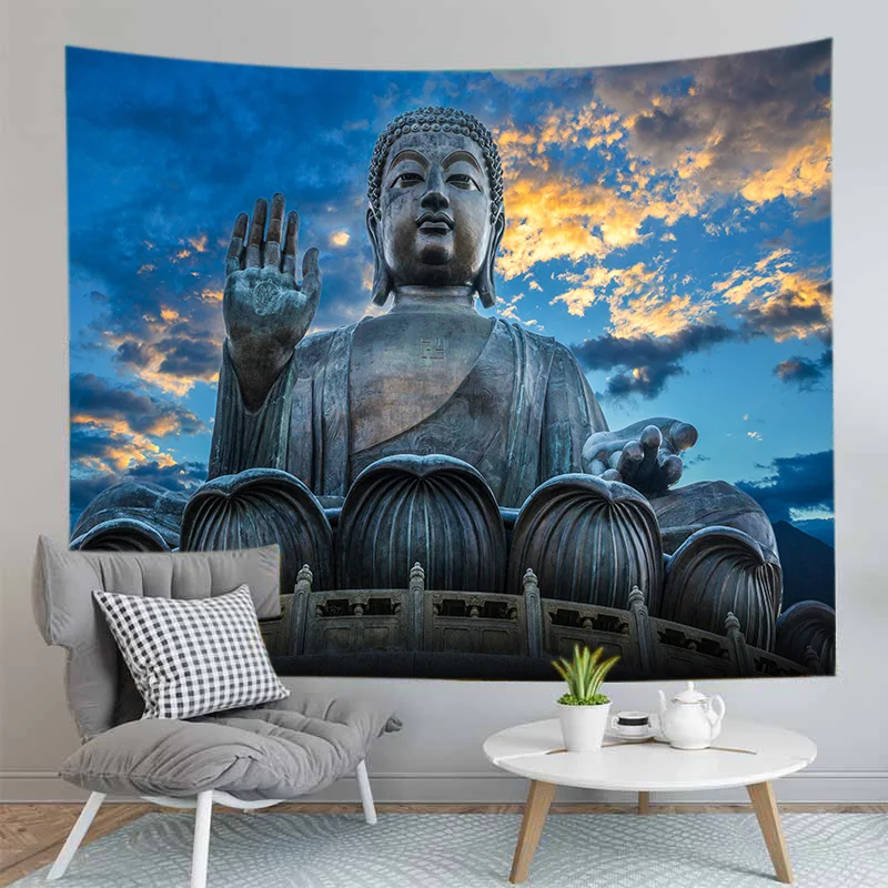 Indian Buddha Statue MeditationTapestry Wall Hanging Mandala Tapestries Wall Cloth Yoga Carpet Boho Decor