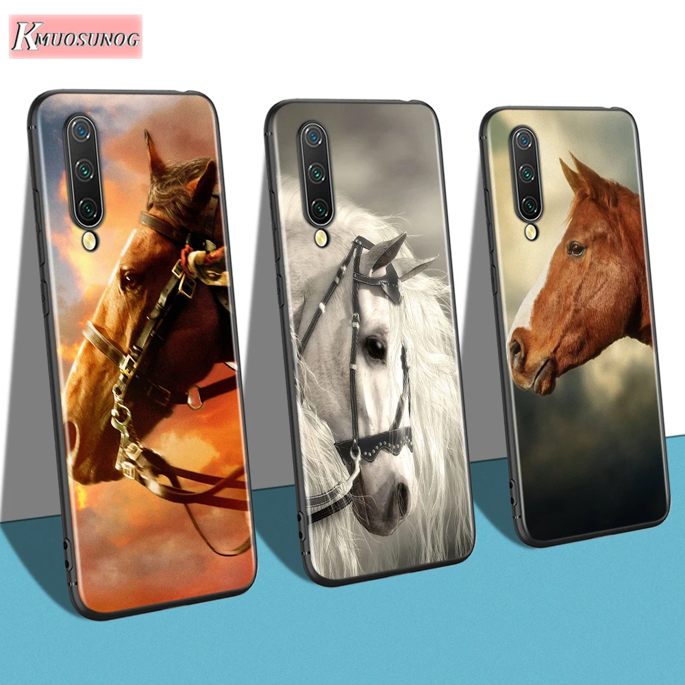 

Cute Running horses for Xiaomi Mi NOTE 10 9 8 Lite 9T SE Black Cover for Xiaomi Mi A1 A2 A3 CC9 SE Lite Phone Case
