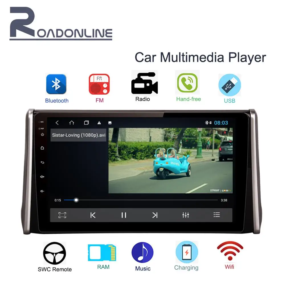 

Android 2Din 10.1 "HD Car Audio Player GPS Navigation System Touchscreen DVD Stereo With Radio/WIFI/USB/Bluetooth for 2019 RAV4