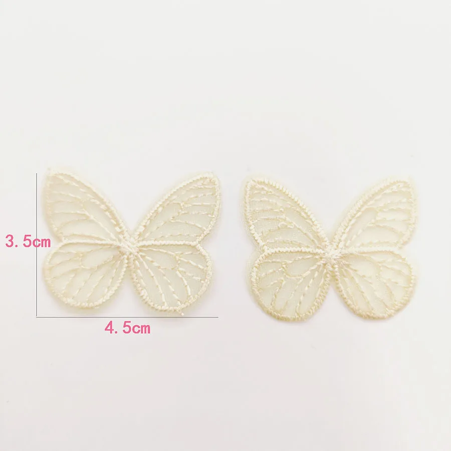 48 개/몫 4.5*3.5cm 수 놓은 메쉬 나비 헝겊 패치 의류 바느질 용품에 대 한 Appliques DIY 헤어 클립 액세서리