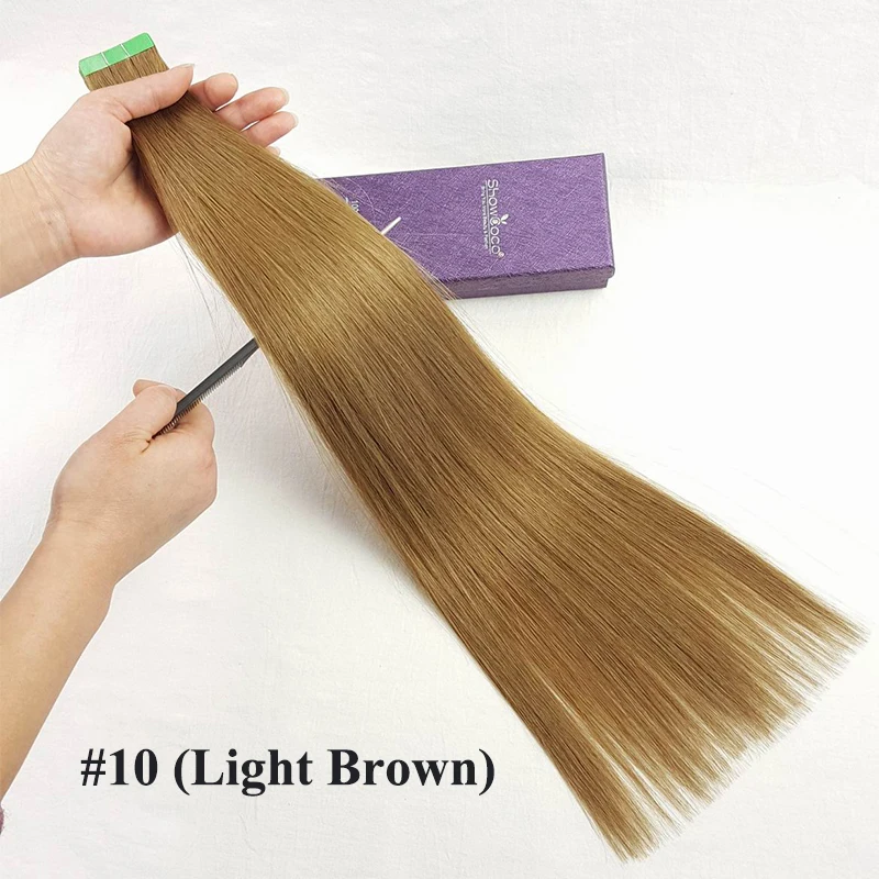 12,12 волосы для наращивания на ленте, человеческие волосы для наращивания, натуральные волосы для кутикулы, неповрежденные зеленые ленты, 10А, салонное качество, лента для наращивания - Цвет: 10 color