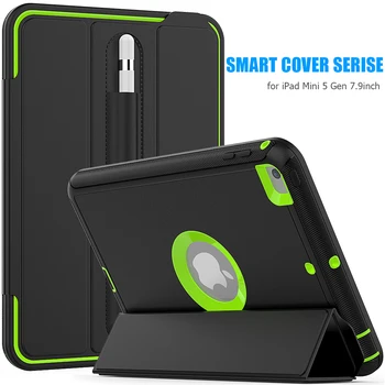 

For iPad Mini 5 Tablet Case 3-Layer Protection Smart Cover Flip Stand Magnetic Cover with Auto-Sleep/Awake Function Pen Holder