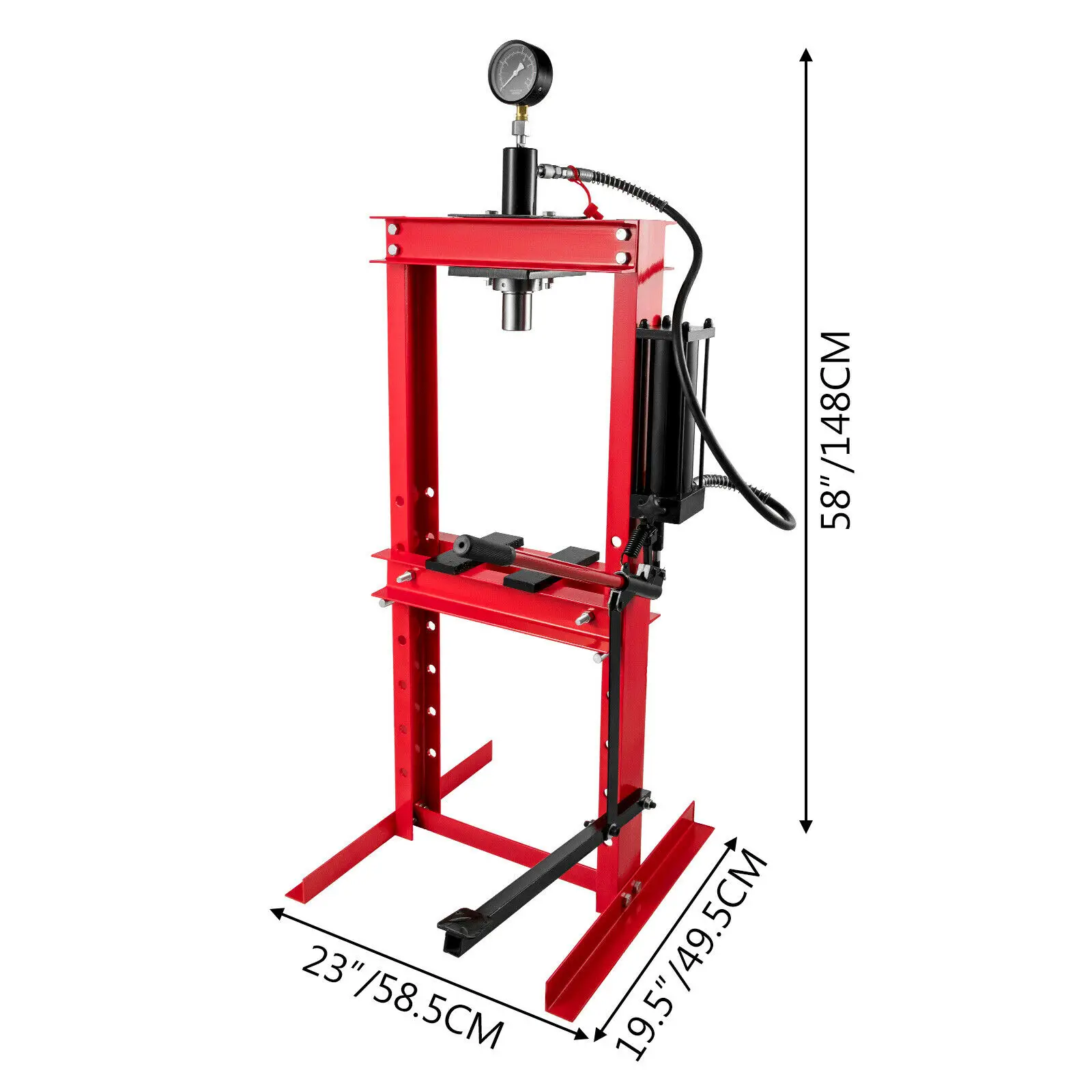 87cm Husuper Hydraulic Press 12 Ton Hydraulic Shop Floor Press 26455 lb w/with Heavy Duty Steel Plates and H Frame Working Distance 34 Top Mount for Gears and Bearings 