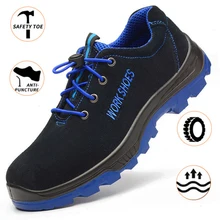 Новая мужская Рабочая защитная обувь с стальным носком; теплые дышащие мужские повседневные ботинки; защитная обувь для мужчин с прокалыванием