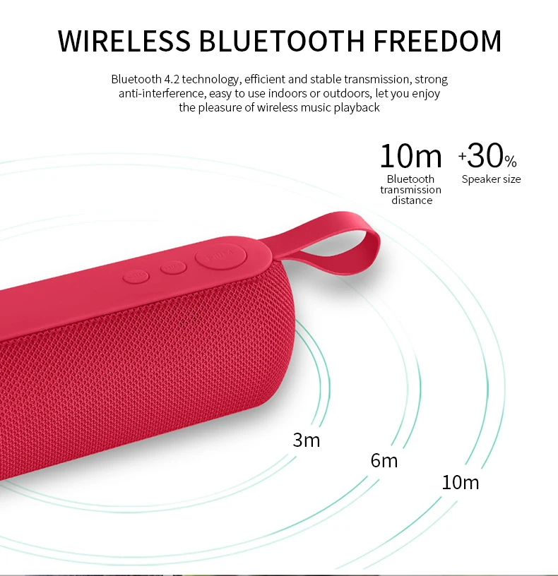 HJCE Tragbarer Bluetooth-Lautsprecher, kabelloses Lautsprecher-Soundsystem, 3D-Stereosäule, Außenlautsprecher, unterstützt TF-Karte, FM-Aux-Eingang