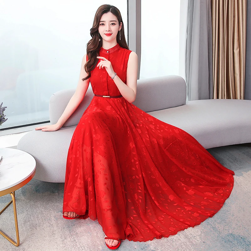 Black,White,Red Plain Chiffon Dress New 